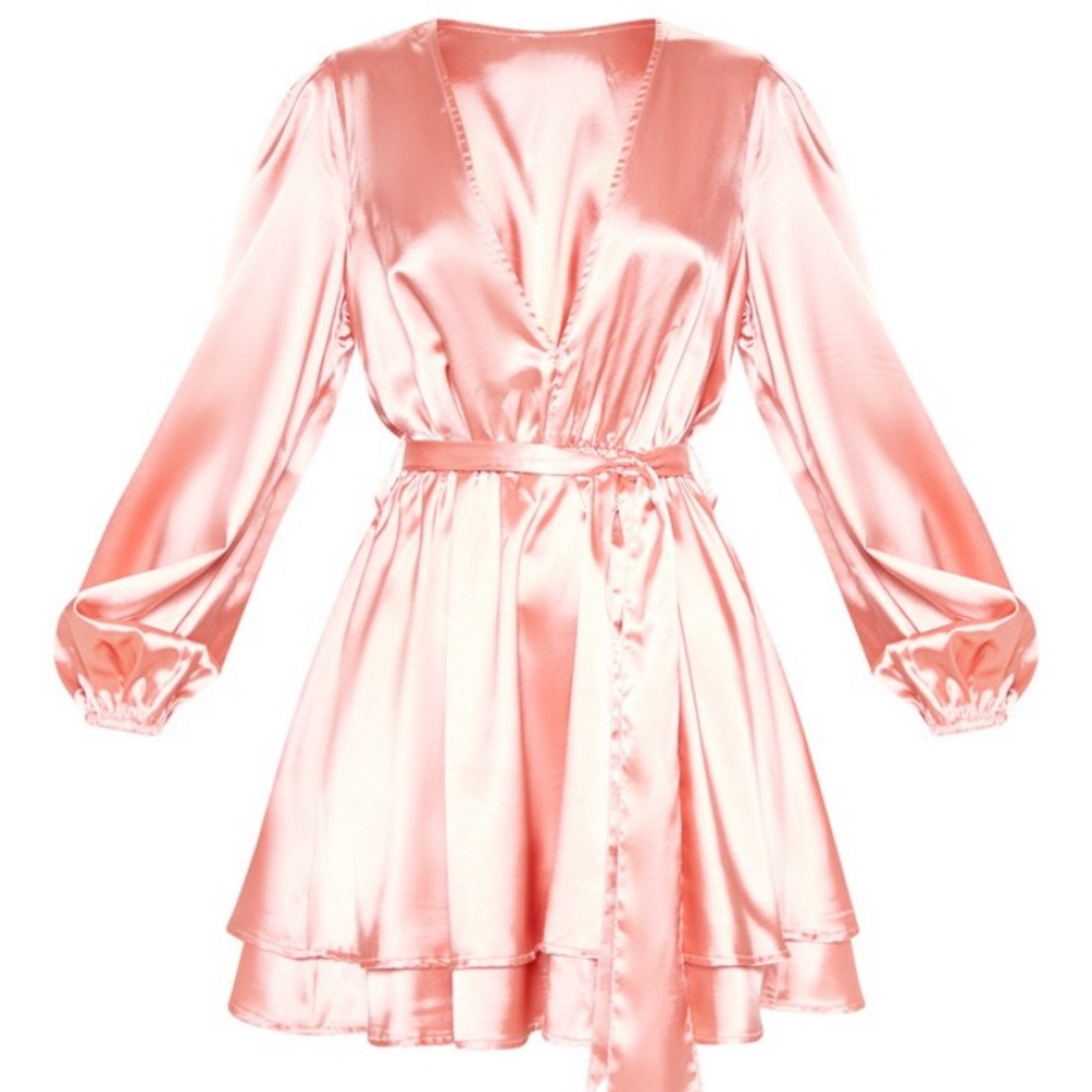 PrettyLittleThing Pink Ballon Sleeve Dress
